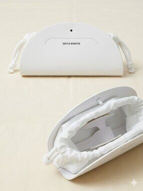 Gentle Monster White Half-Moon Sunglasses | Authentic Eyewear Pouch, CASE ONLY